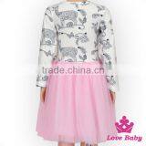 Romantic Spring Children Clothing Frock Design Long Sleeve Pattern Printed Baby Girl Pink Tutu Princess Dress thumbnail-1