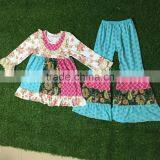 Children Clothing 2016 Boya Pink Stripe Cotton Long Sleeve Top and Stripe Icing Ruffle Leggings Baby Girl Boutique Clothing Sets thumbnail-3