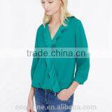2015 New Collection Blouse 100% Polyester Dissymmetry Front Lady Blouse thumbnail-2