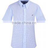 2017 New Light Blue Checks Men's Short Sleeve Shirt Wholesale thumbnail-2