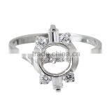 925 Sterling Silver + Clear Rhinestone Unadjustable Rings Finger Ring Findings Silver Cabochon Ring Setting thumbnail-3
