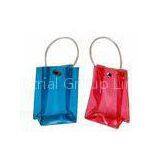 Square bottom blue / red Transparent  PVC Clothes Packaging Bags rain proof with strap