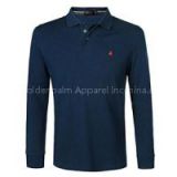 New 100% Cotton Women Long Sleeve Embroidery Polo-shirt