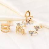 7PCS/Set Fashion Women Gold Hollow Flower Star Rhinestone Ring Sets thumbnail-4