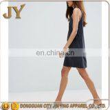 Women Summer Mini Cami Dress Woven Dress With Eyelet Details Adjustable Spaghetti Strap V-neck Dress in Black thumbnail-2