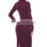 Women's Stretch Slim Turtleneck Knit Dress European and American Fashion Bottoming Sweater Long Skirt thumbnail-3