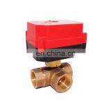Horizontal Type CWX-60P 6nm 3/4" DN20 Brass 3 Way t Port Motorized Ball Valve