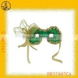Green Plastic Party Mask with Lace Decoration