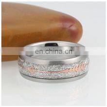 8mm Rose Gold Stainless Steel Tungsten Carbide Rings Hawaiian Koa Wood Arrow Inlay Men's Jewelry thumbnail-5