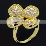 Fancy Lady Jewelry Clover Leaf Design CZ Stones Wedding Deluxe White Gold Ring thumbnail-5