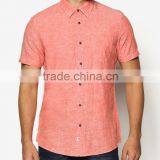 Coral Linen Textured Men's Shirts Summer Cool Button Up Shirts Quality Choice thumbnail-4