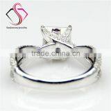 Princess Brilliant Cut Moissanite Sqaure 2 Carat 7mm Center Split Shanks 14k 18k White Yellow Gold Platinum Engagement Ring thumbnail-2