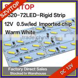 Warm White 8520 72LEDs LED Rigid Lighting Strip DC 12V Two Imported chip Light Non-waterproof 12mm Width PCB 36W Super Bright