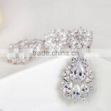 Clear Cubic Zircon Bridal Heavy Chandelier Earrings With AAA Cubic Zircon and Platinum Plating thumbnail-2