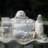 Laughing Buddha Statue White Marble Stone Hand Sculpture Carved For Temple
