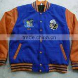 Wool and Leather Sleeves Custom embriodery Varsity Jacket