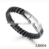 New Products 2016 Stainless Steel Custom Bracelet With PU leather Manufacturer