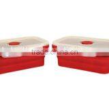 Oven Safe Foldable Red Silicone Food Container Set of 2 thumbnail-3