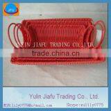 Deep Red Regular Handmade Weaving Plastic Rectangle Fruit Basket thumbnail-1