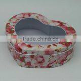 China Wholesale Fashion Heart Shaped Window Lid Metal Box for Jewelry Box