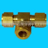 brass threaded ferrule 9.52mm Tee T three way connector