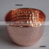 Mirror Polished Copper Bowl With Hammered Patterns thumbnail-1