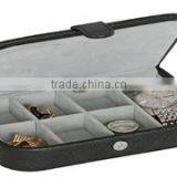 Black Leather Flocking Fabric Jewelry Box Watch Organizer Storage Case With Lock thumbnail-1