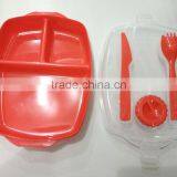 Food Grade Plastic Microwaveable 3 Compartment Lunch Box With Lock thumbnail-3