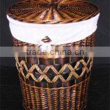 Round Wicker Laundry Hamper With Lid thumbnail-1