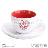 Heart Design Personalized Tea Cups & Saucers thumbnail-4