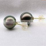 15-16mm Peacock Tahitian Pearl Earring Jewellery With 18K Yellow Gold thumbnail-2