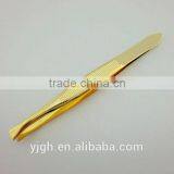 Salon Supply Face and Skin Care Spa Accessories Golden Flat Tip Tweezer Promotion Gift thumbnail-1