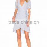 Stripe Wrap Midi Dress Elegant Woman Casual Dress thumbnail-1