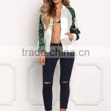 MGOO 2017 Hot Sale Custom Satin Bomber Jackets Zip Up Silver Fashion Tops Raglan Long Sleeves Tops thumbnail-3