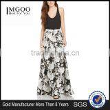 MGOO Latest Design Fashion Maxi Skrits For Women With White Floral Block Print A Line Floor Length 15146A121 thumbnail-1