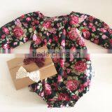 New Baby Long Sleeve Wear Frocks Designs Toddler Floral Vintage Jumpsuit With Peter Pan Romper Girls Clothing thumbnail-2