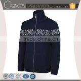 Customized Two-way Zip Design Jacquard Zip-up Cardigan Mens Merino Wool Sweater thumbnail-1