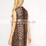 Shift Dress With Funnel Neck in Animal Print thumbnail-2