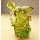 Art Glass Crafts Liu li Fish and Flower Vase