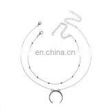 Fashion Summer Jewelry Beads Double Layers Necklaces Moon Pendant Necklace thumbnail-6