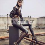 Steampunk Stretchy Vegan Leather and Fleece Lining Leggings thumbnail-3