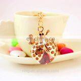 Cute Gold Plated Crystal Beetle Metal Car Keychain thumbnail-4