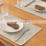 Custom Printed colorful safe dining table place mats Cotton and Polyester restaurant blue wave jacquard placemat