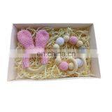 Safe Kawaii Bunny Ear Ring Cotton Yarn Hand Crochet Rattle Teether Toy thumbnail-3