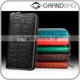 Luxury Wholesale Genuine Crocodile Alligator leather Women Zip Long Wallet Clutch Wallet for Men