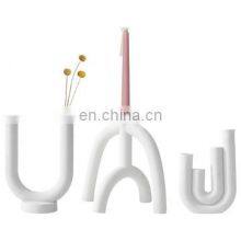 Wholesale Nordic Photo Props Wedding Decoration Candlestick Mumluk Plain Ceramic Candle Holder For Home Decor thumbnail-4