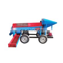 Alluvial gold washing plant small mobile gold mining trommel screen with gasoline engine