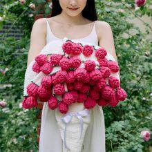 PINK CARNATIONS ROSE CROCHET FLOWER BOUQUET BLANKET thumbnail-3