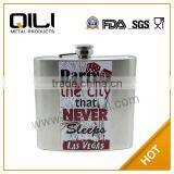 All Over Water Transfer Stainless Steel Wholesale Whisky Hip Flask Engraved