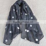 Fashion Spring Summer Dot Embrodiery Wide Cotton Custom Scarf thumbnail-3
